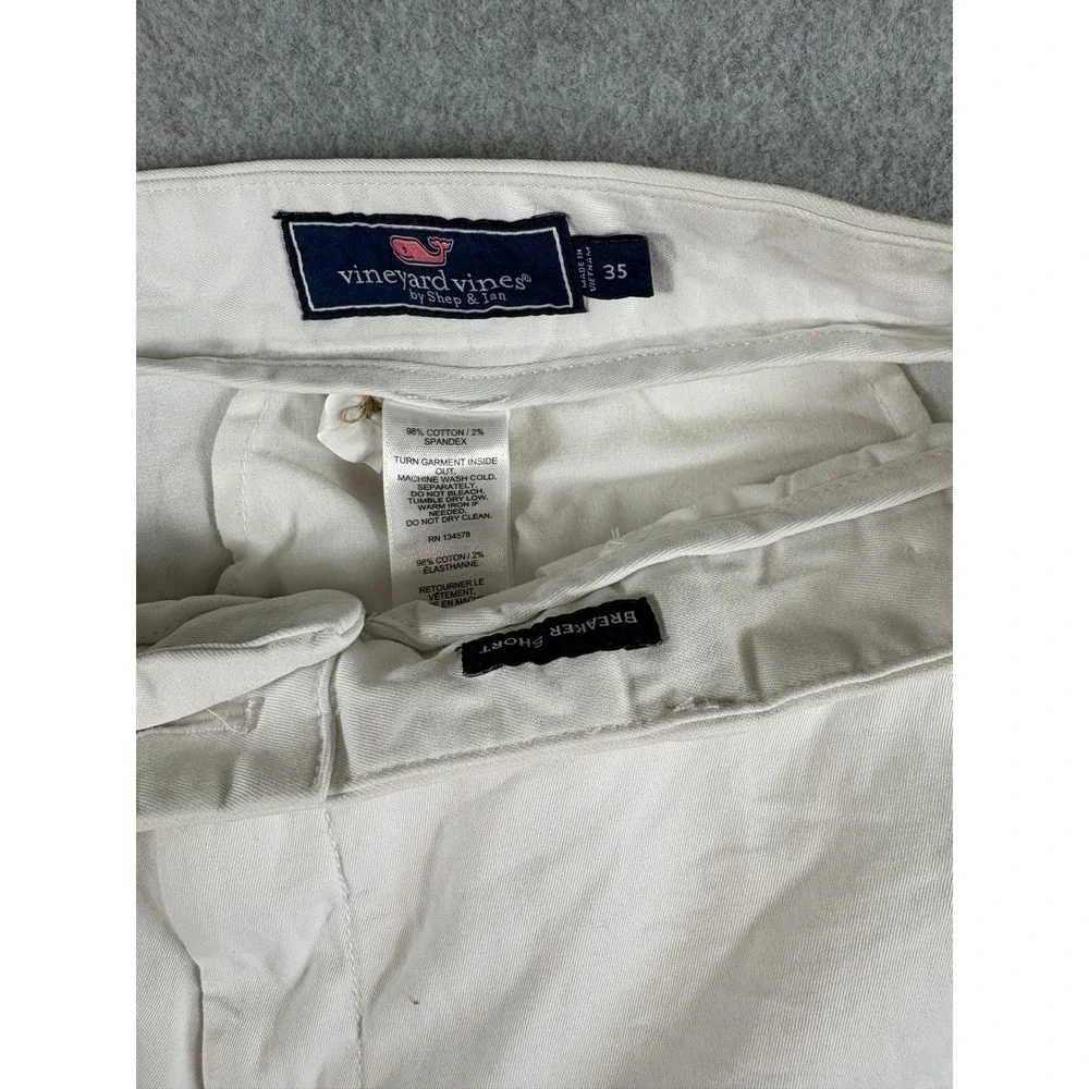 Vineyard Vines Breaker Shorts Mens 35 White Chino Premium Stretch Cotton Washed